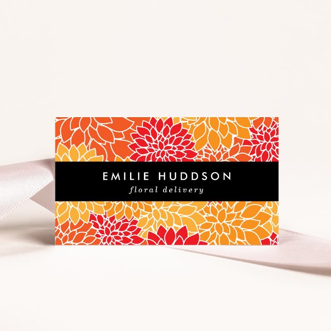 Orange Dahlia Flowers, Floristry, Flower Shop Business Card (Creator Uploaded)
