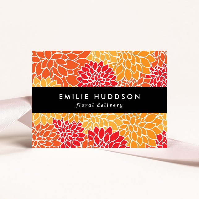 Orange Dahlia Flowers, Floristry, Flower Shop Business Card (Creator Uploaded)