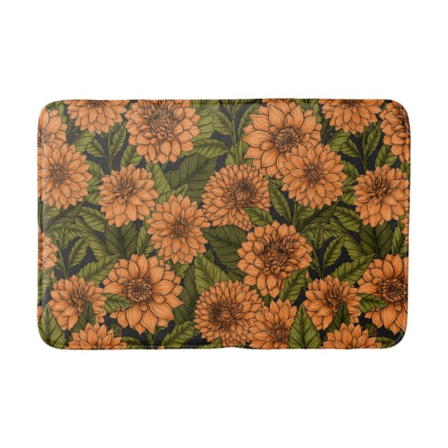 Orange Dahlia garden Bath Mat (Front)