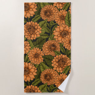 Orange Dahlia garden Beach Towel