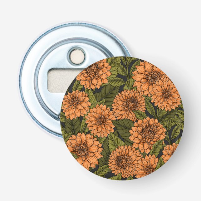 Orange Dahlia garden Bottle Opener (Front)