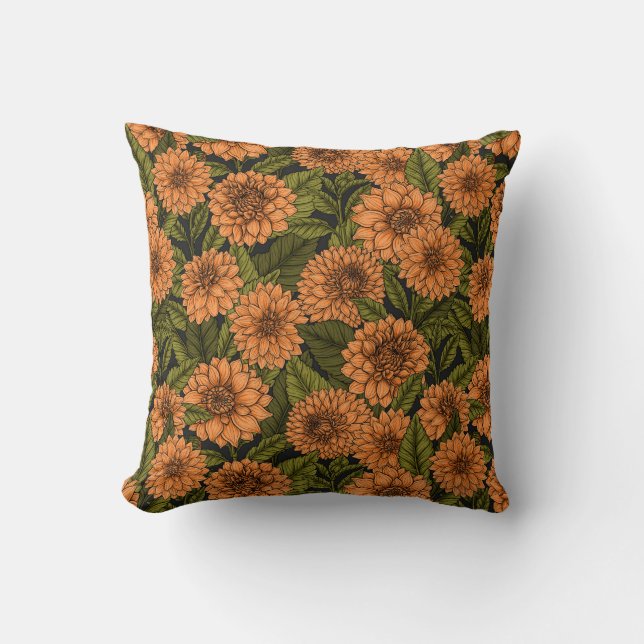 Orange Dahlia garden Cushion (Front)