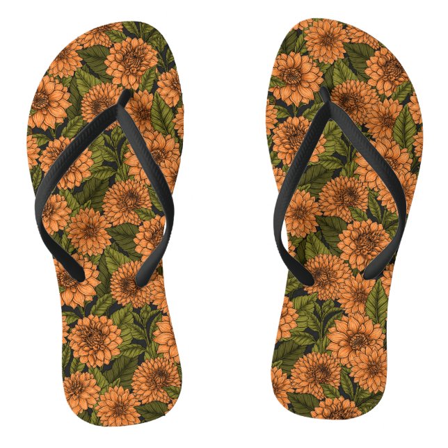 Orange Dahlia garden Thongs (Footbed)