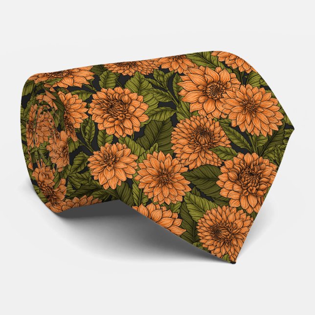 Orange Dahlia garden Tie (Rolled)