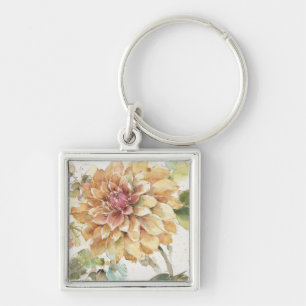 Orange Dahlia Key Ring