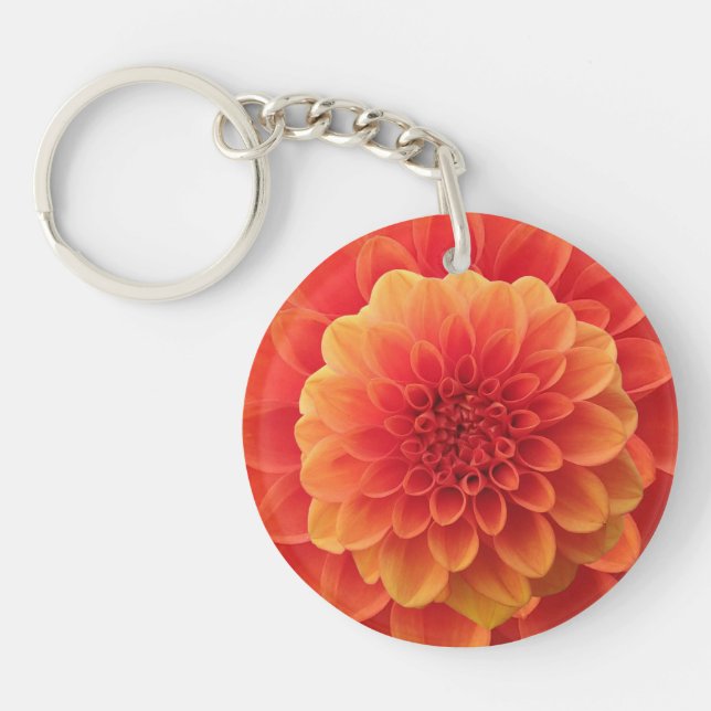 Orange Dahlia Key Ring (Front)