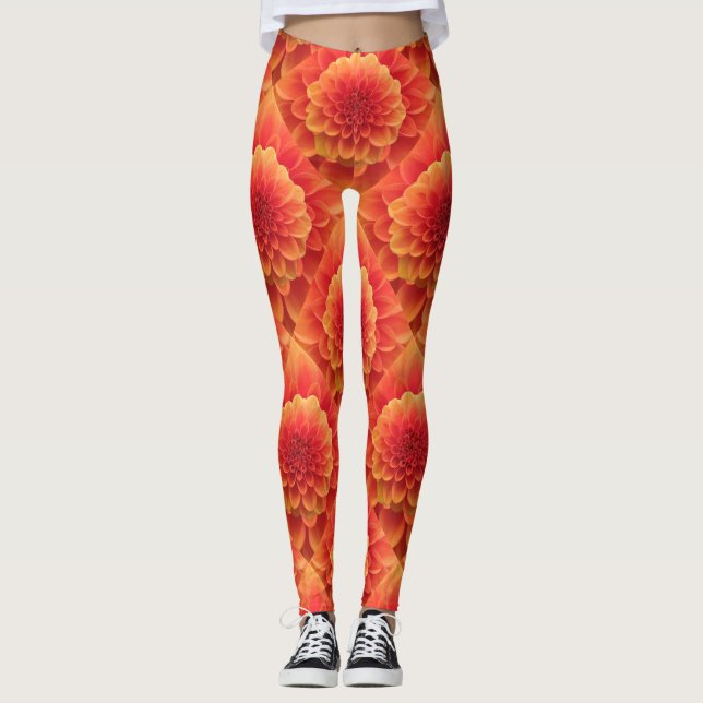 Orange Dahlia Leggings (Front)