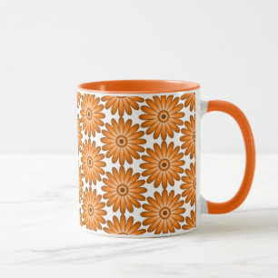 Orange daisies in 70s style mug