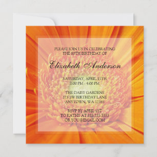 Orange Daisy 80th Birthday Party Invitation