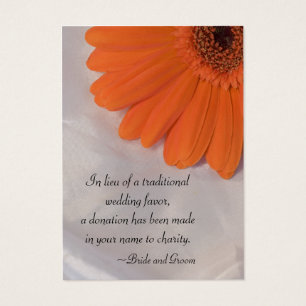 Orange Daisy and Satin Wedding Charity Favour Card