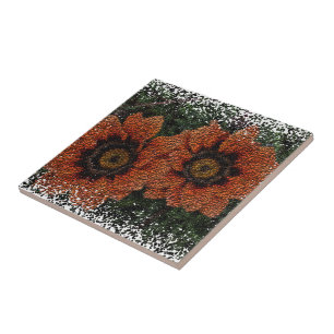 Orange Daisy Balls Ceramic Tile