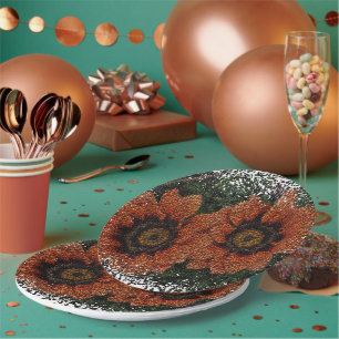Orange Daisy Balls Paper Plates