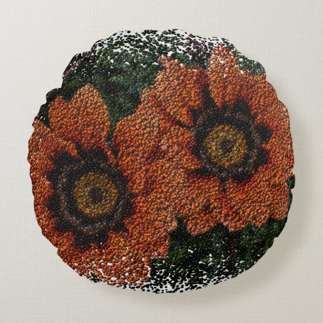 Orange Daisy Balls Round Cushion (Front)