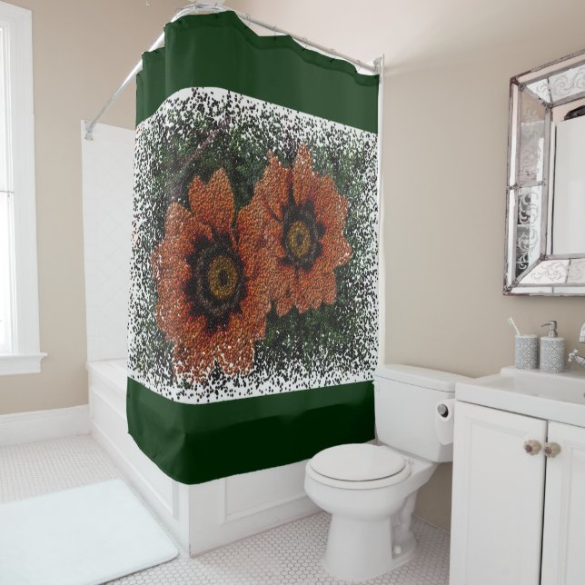Orange Daisy Balls Shower Curtain (In Situ)