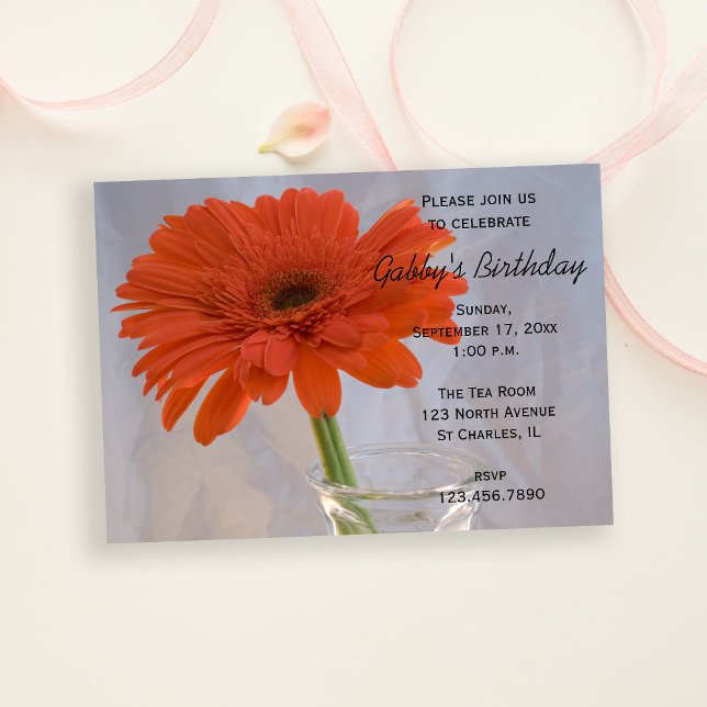 Orange Daisy Birthday Party Invitation (Creator Uploaded)