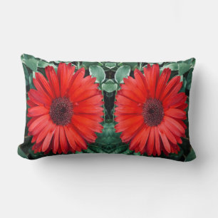 Orange Daisy Botanical Cottagecore  Lumbar Cushion