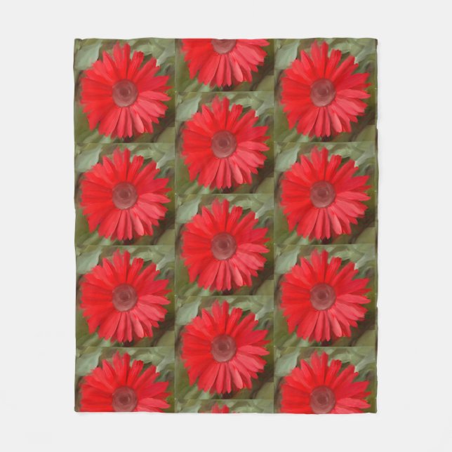 Orange Daisy Botanical Floral Fleece Blanket (Front)