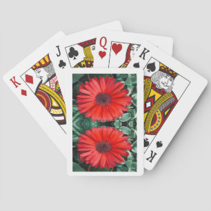 Orange Daisy Floral Playing Cards