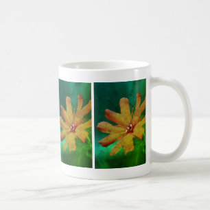 Orange Daisy Flower Abstract Distressed Coffee Mug