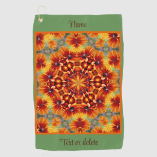 Orange Daisy Flower Abstract Personalised        Golf Towel