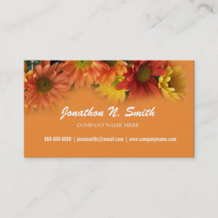 Orange daisy flower elegant full inforamtion business card
