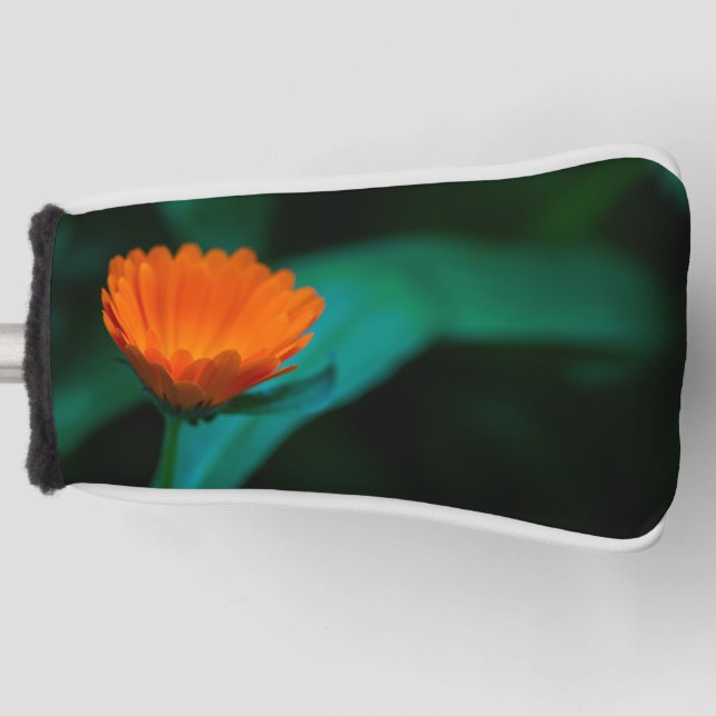 Orange daisy flower golf head cover (Front)