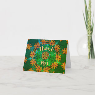 Orange Daisy Flower Kaleidoscope Thank You Card