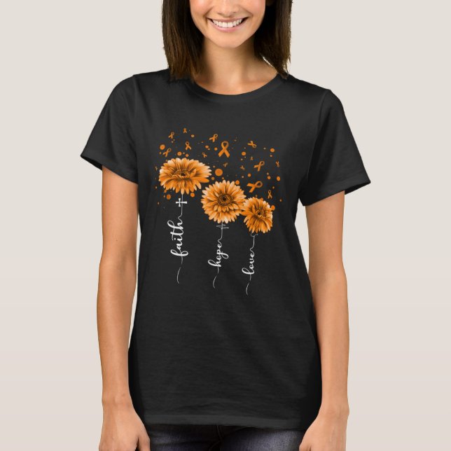Orange Daisy Flower Leukaemia Awareness  T-Shirt (Front)