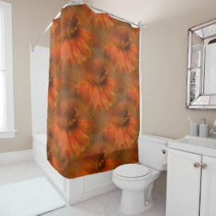 Orange Daisy Flower Nature Art Pattern Shower Curtain
