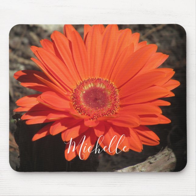 Orange Daisy Flower Photo Name  Mouse Pad (Front)