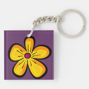 Orange Daisy Flower Photograph Key Ring
