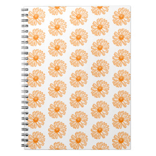 Orange Daisy Flower Print, Vintage Floral Pattern Notebook