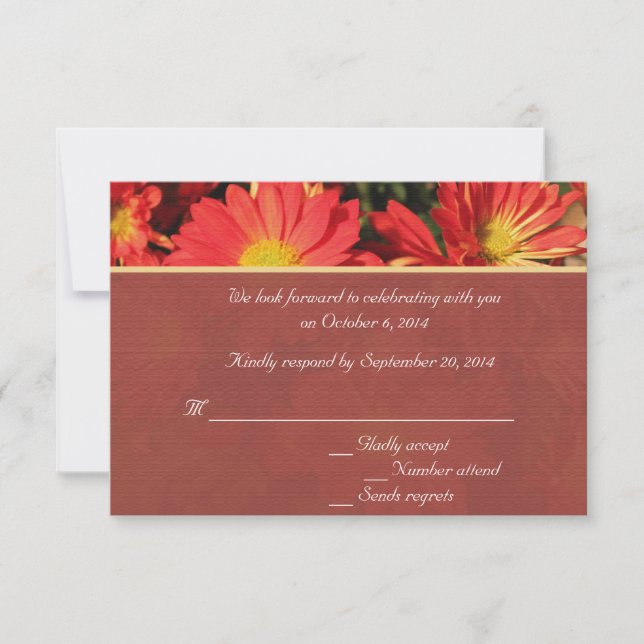 Orange daisy flower RSVP wedding Invitation (Front)
