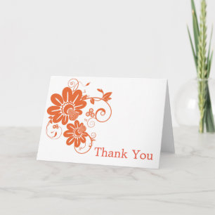 Orange Daisy Flower Thank You Card