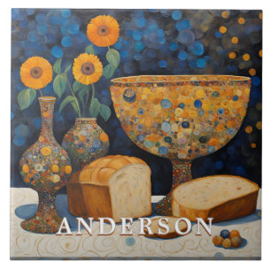 Orange Daisy Flower Vase Still Life Ceramic Tile