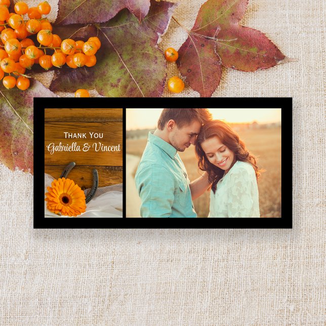 Orange Daisy Horseshoe Western Wedding Thank You (Creator Uploaded)