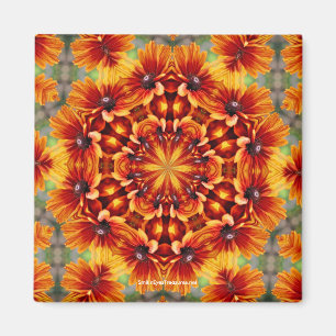 Orange Daisy Kaleidoscope Flower Photo Magnet