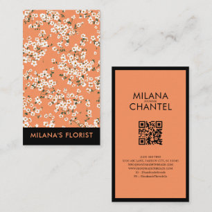 Orange Daisy Modern Trendy Flower Florist Business Card