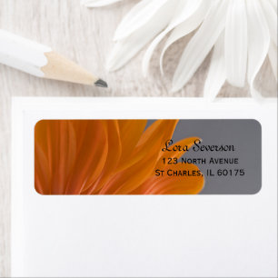 Orange Daisy on Grey Return Address Label