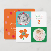 Orange Daisy Pop Square Girl Birthday Photo Invite
