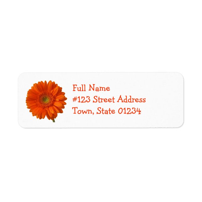 Orange Daisy Return Address Mailing Label (Front)