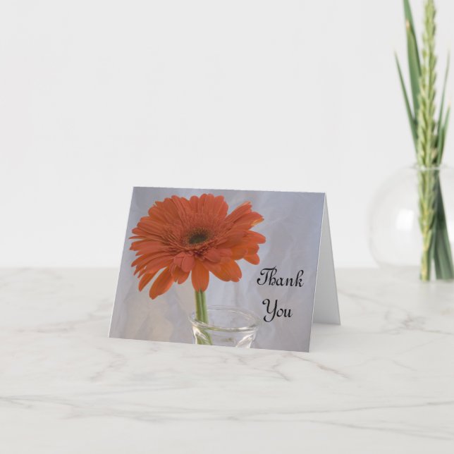 Orange Daisy Wedding Bridesmaid Thank You Card (Front)
