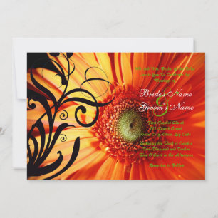Orange Daisy Wedding Invitation