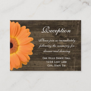 Orange Daisy Wedding Reception Direction Card