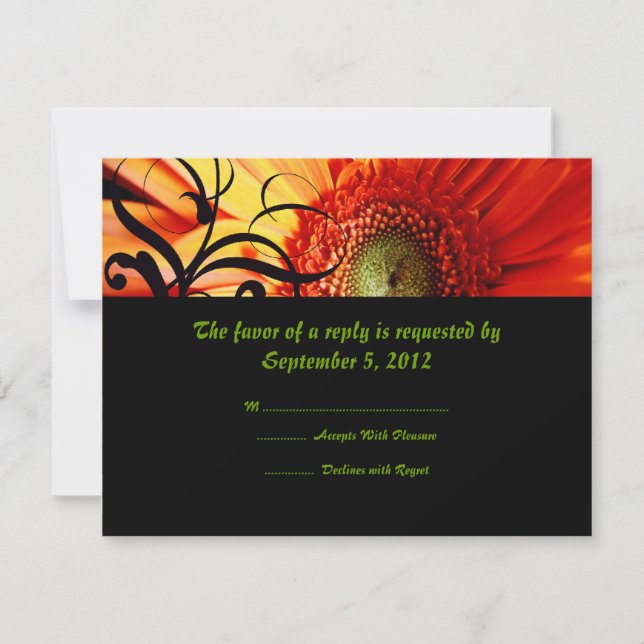 Orange Daisy Wedding RSVP Card (Front)