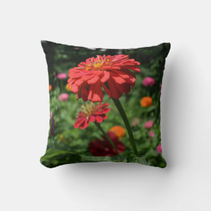 Orange daisy, zinnia, cosmo, sunflower garden cushion