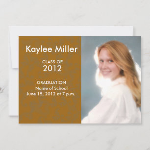 Orange Damask Formal Graduation Announcement