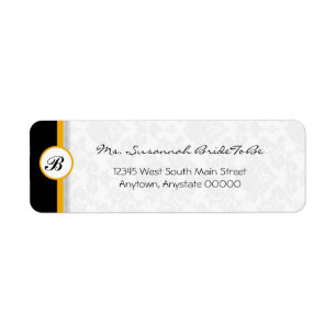 Orange Damask Monogram Address Label Return Address Label