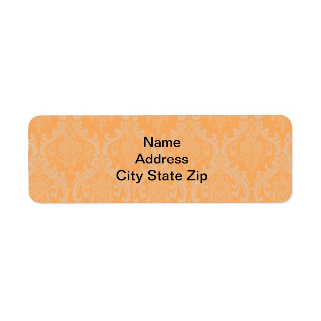 Orange Damask Return Address Label (Front)