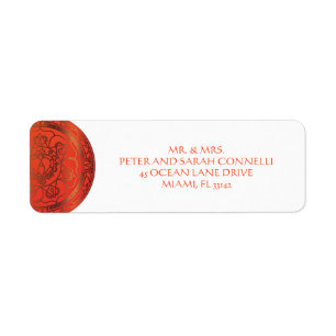 Orange Damask Return Address Labels